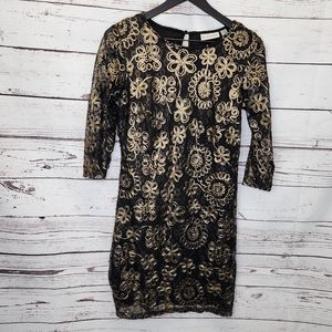 Amanda Charles Black Gold Dress Size‎ Small